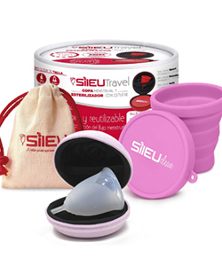 Sileu Travel, Copa Menstrual Sileu Rose, Talla L + Esterilizador Plegable + Estuche Sileucase